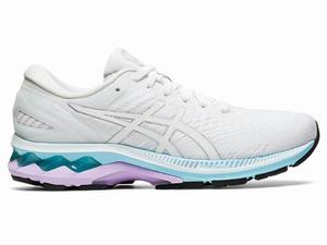 Zapatillas Running Asics GEL-KAYANO 27 Mujer Blancas Plateadas | DTJU-14268