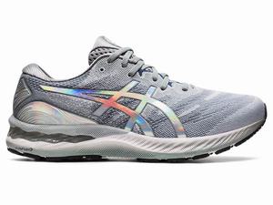 Zapatillas Running Asics GEL-NIMBUS 23 PLATINUM Hombre Blancas Gris | STBR-42078