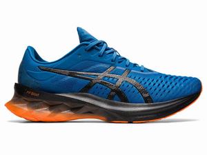 Zapatillas Running Asics NOVABLAST Hombre Negras Azules | QPVO-74693