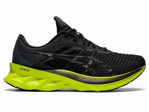 Zapatillas Running Asics NOVABLAST Hombre Negras Verde Claro | WKAJ-36815