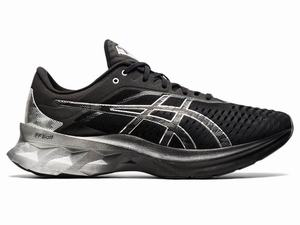 Zapatillas Running Asics NOVABLAST Platinum Mujer Negras Plateadas | IFTB-42368