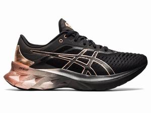 Zapatillas Running Asics NOVABLAST Platinum Mujer Negras Rosas Doradas | WPAV-40718