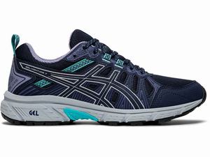 Zapatillas Trail Running Asics GEL-VENTURE 7 Mujer Negras Plateadas | CULG-37106