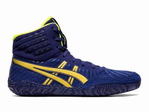 Zapatos De Lucha Asics Aggressor 4 Hombre Azules Doradas Marrones | OGMC-48762