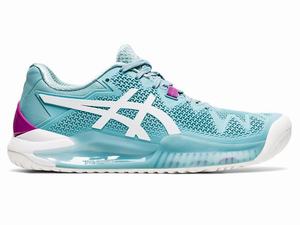 Zapatos de Tenis Asics GEL-RESOLUTION 8 (D) Mujer Blancas Azules | HNJM-48597